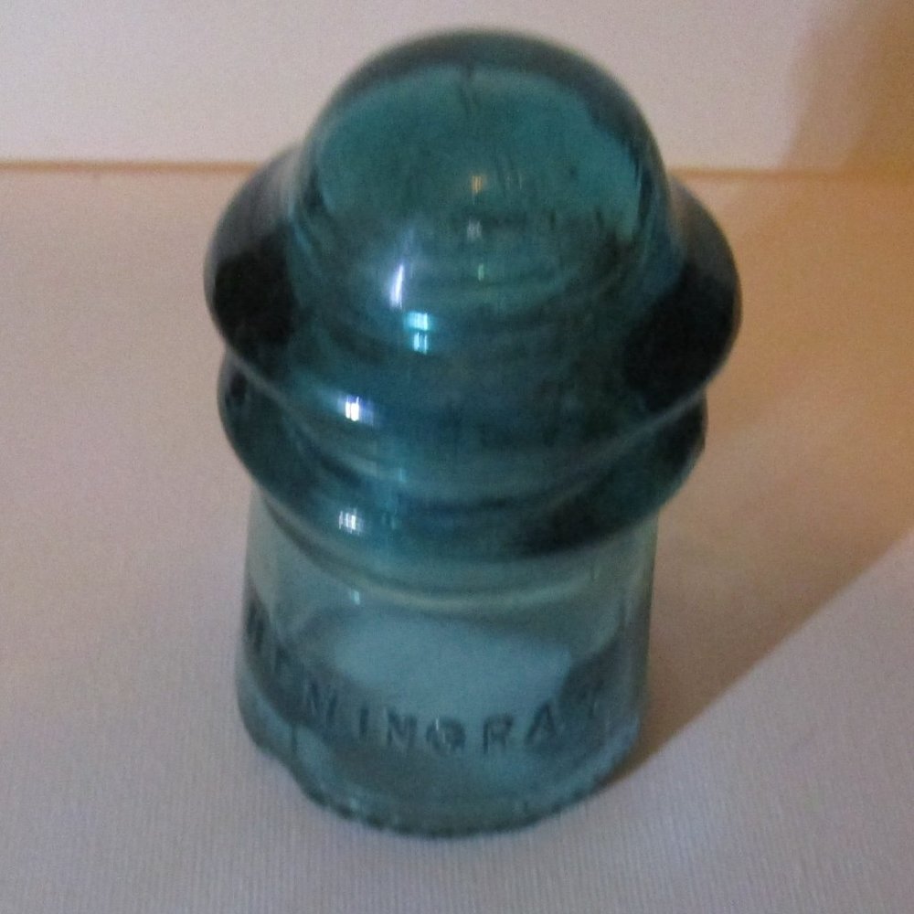 Vintage Hemingray Glass Insulator Aqua Blue, Made in the USA No. 9